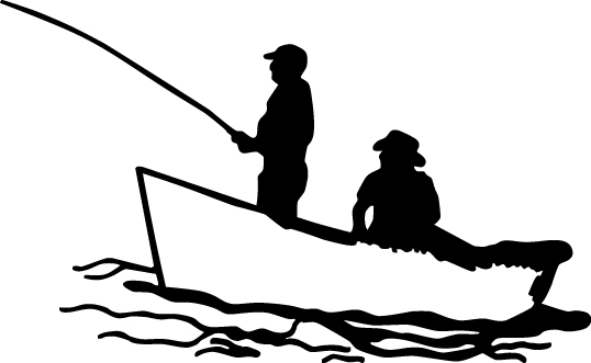 2 Fisherman in Boat Fishing Sticker
