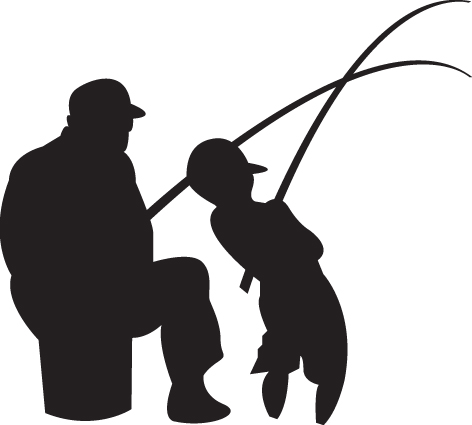 Father and Son Cetching Fish Sticker