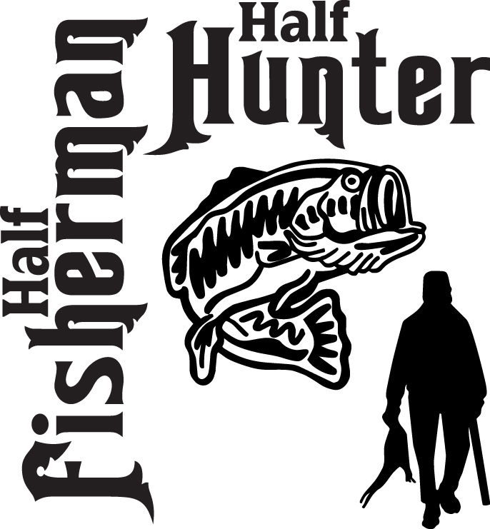 Half Fisherman Half Hunter Bass and Bird Sticker 2