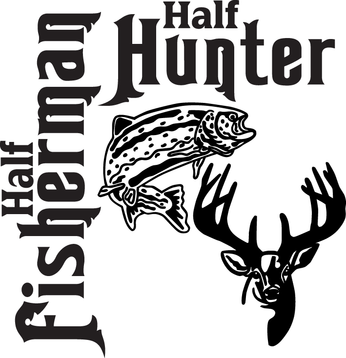Half Fisherman Half Hunter Salmon Fishing T-Shirt - Salmon Trout T-Shirts