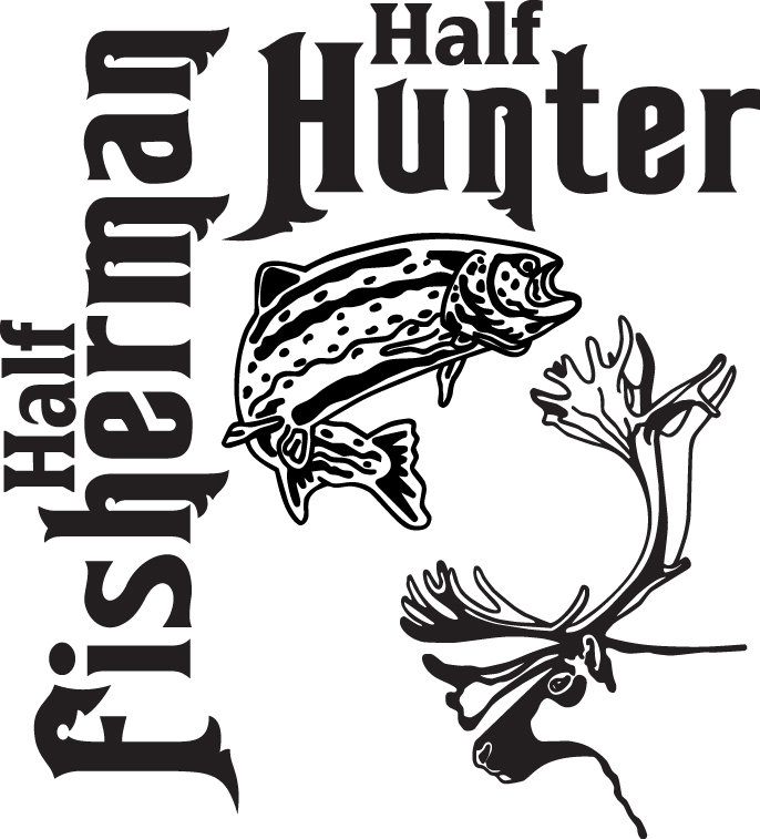Half Fisherman Half Hunter Salmon Fishing Sticker 2