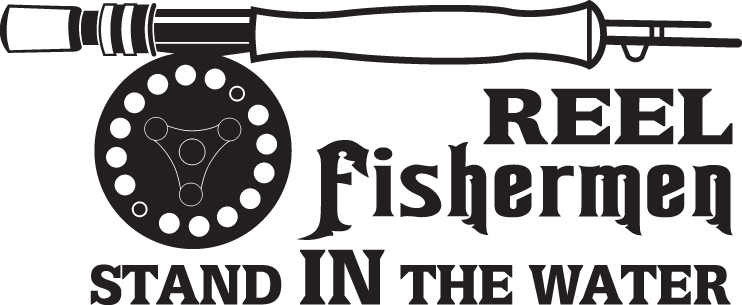 Reel Fishermen Stand In the Water Fly Fishing Sticker
