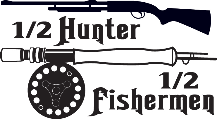 1/2 Hunter 1/2 Fisherman Fly Fishing Sticker 2