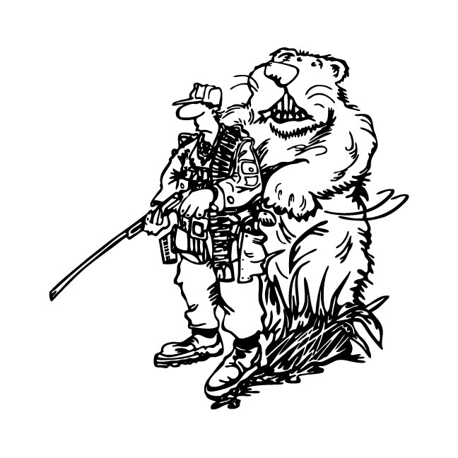 Hunter with Bear Watching Sticker