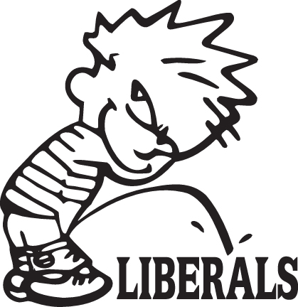 Calvin Pee on Liberals Sticker