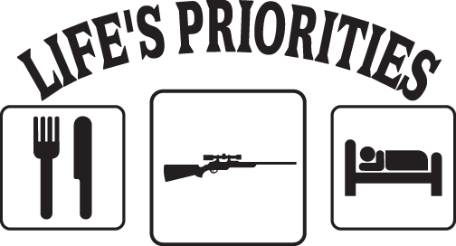 Life's Priorities Eat Rifle Sleep Sticker