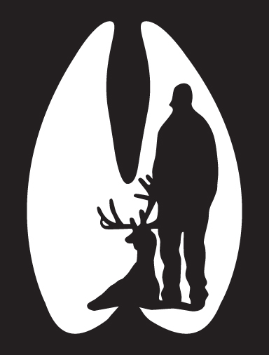 Hunter and Deer in Hoof Print Sticker