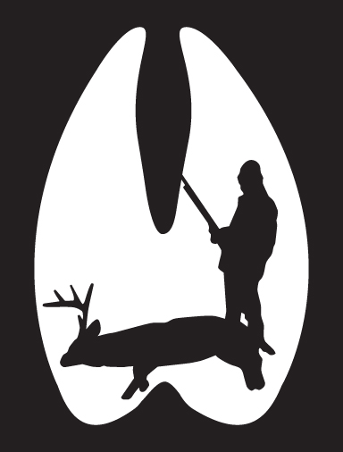 Hunter and Deer in Hoof Print Sticker 2
