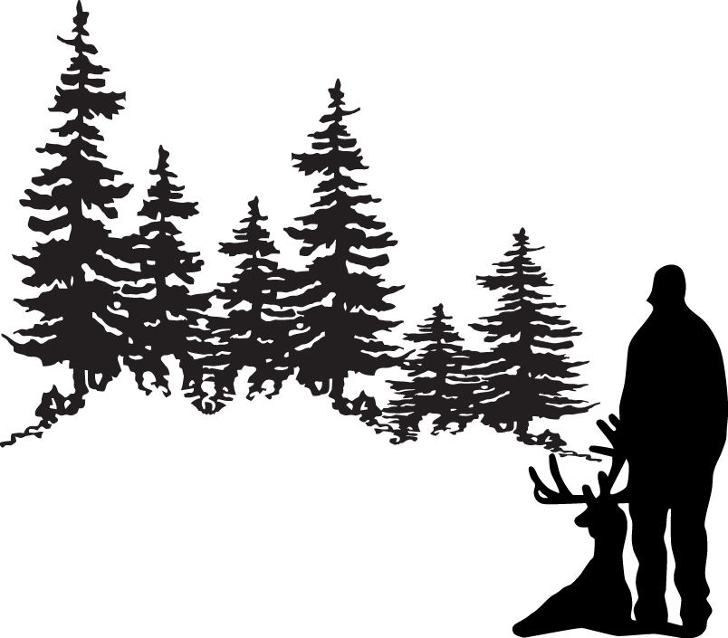 Man and Deer in Woods Sticker 2