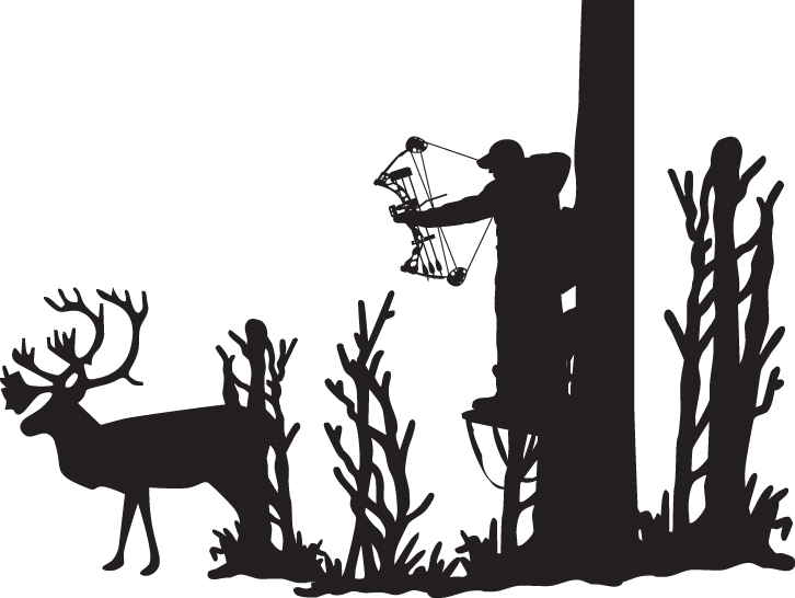 Bowhunter in Trees Shooting Cariboe Sticker