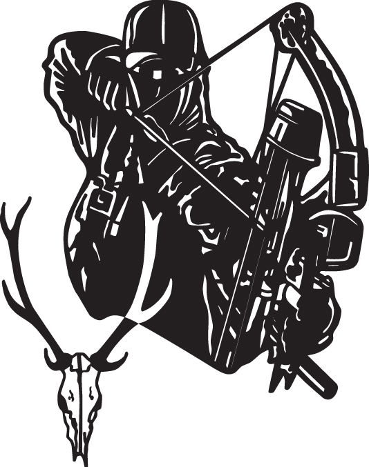 Bowhunter and Elk Skull Sticker 