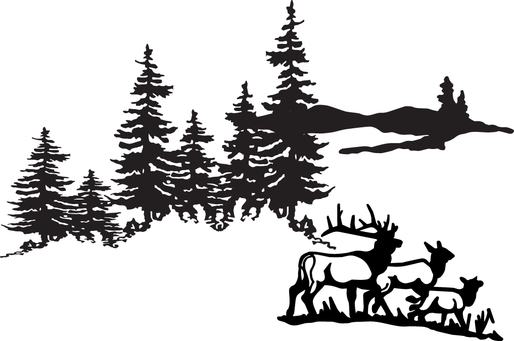 Elk Family in Woods Sticker