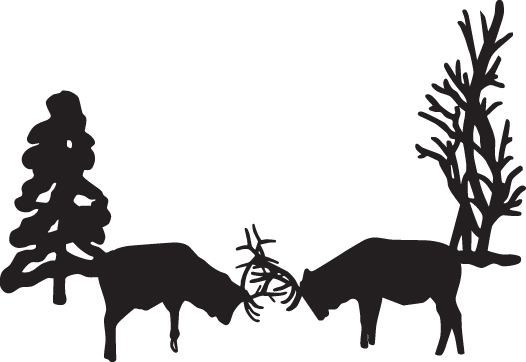 Elk Fighting in Woods Sticker