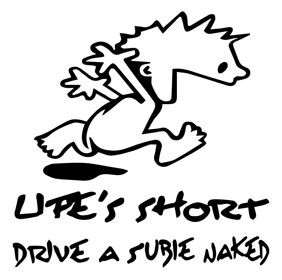 Lifes Short, Drive a Subie Naked Sticker