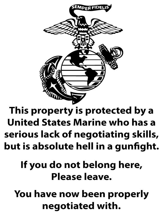 Protected by United States Marine Sticker