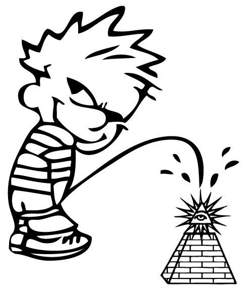 Calvin Pee On All Seeing Eye Pyramid Sticker