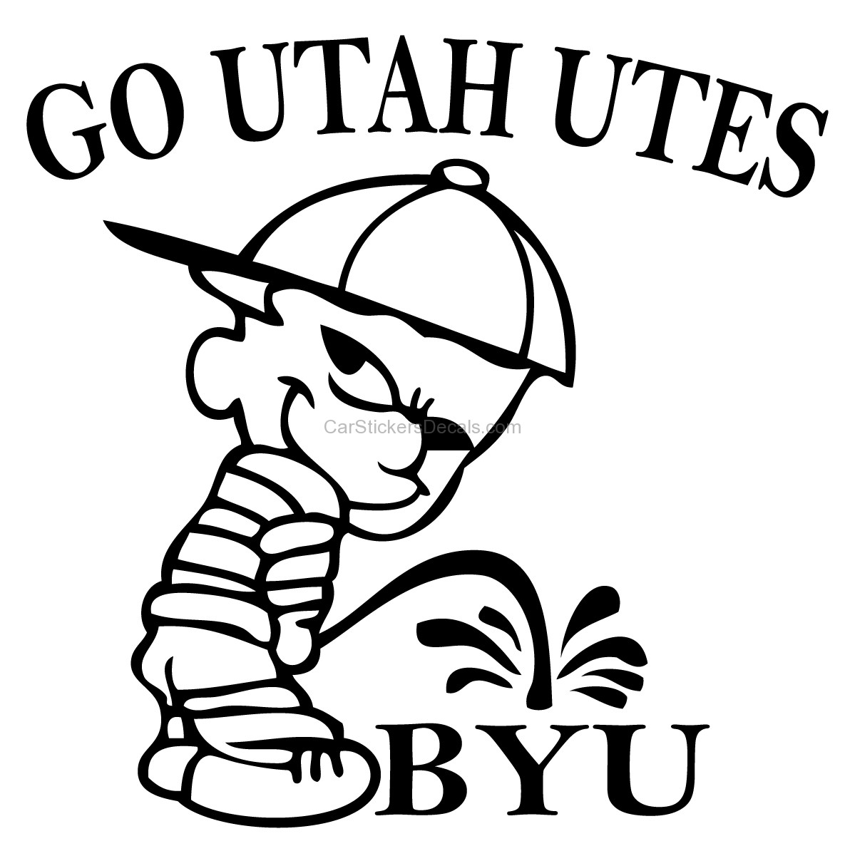 Go Utah UTES Pee On BYU Sticker