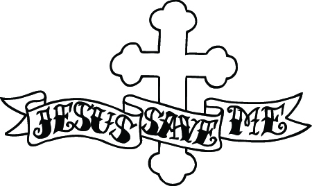 Cross and Banner Sticker 1210