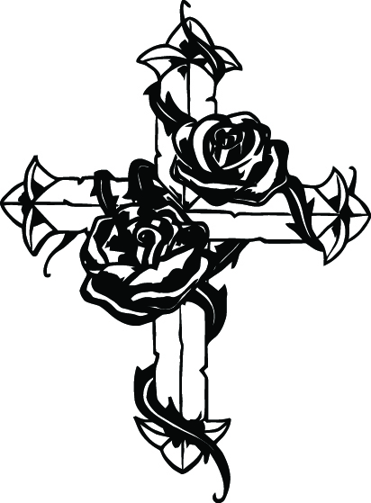 Cross and Flower Sticker 1263