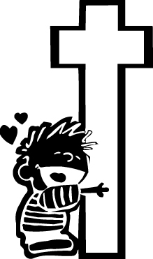 Boy Hugging Cross Sticker 3080