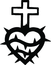 Cross and Heart Sticker 1057