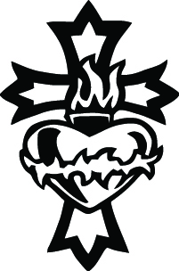Cross and Heart Sticker 2001