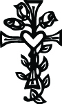 Cross and Heart Sticker 2178