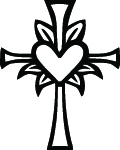 Cross and Heart Sticker 2189