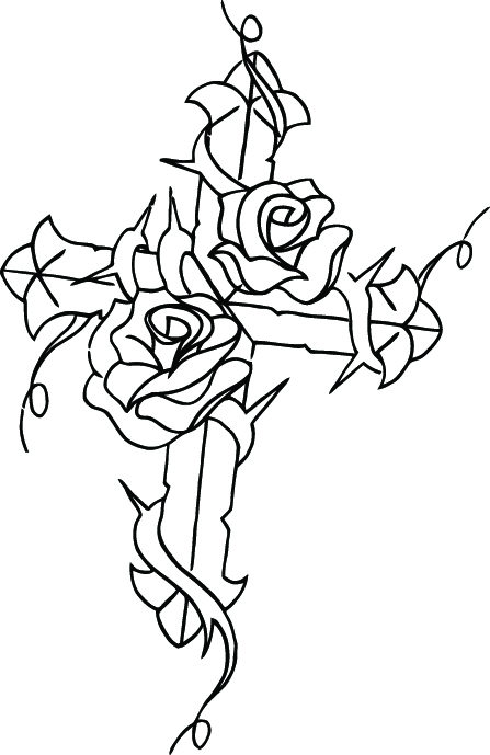 Cross and Roses Sticker 4148