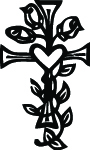 Cross and Heart Sticker 4262