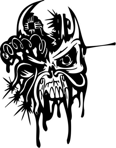 Cyber Skull Sticker 32