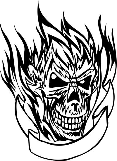 Flaming Skull Sticker 15