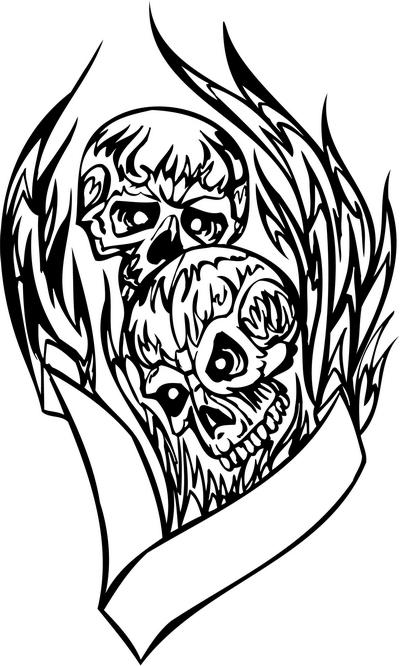 Flaming Skull Sticker 32