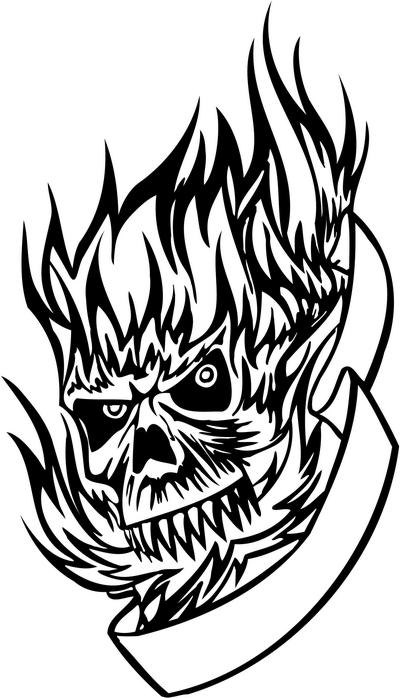Flaming Skull Sticker 36