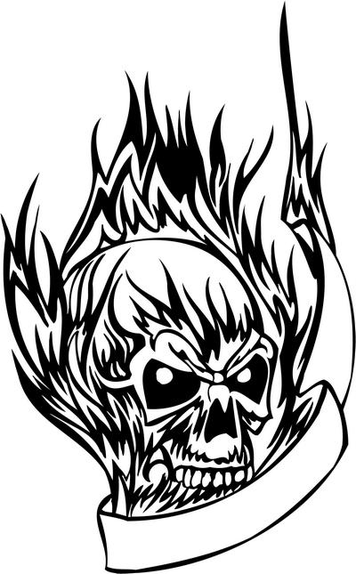 Flaming Skull Sticker 38