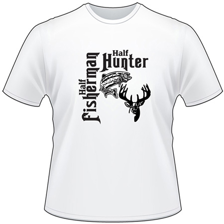 Half Fisherman Half Hunter Salmon Fishing T-Shirt