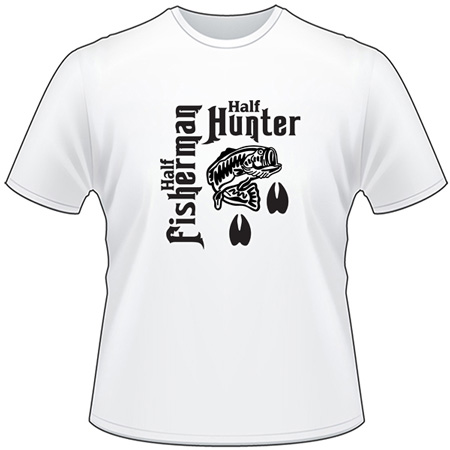 Half Fisherman Half Hunter Bass and Buck T-Shirt