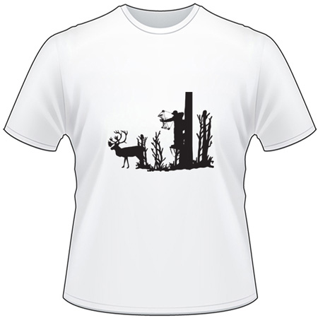 Bowhunter in Trees Shooting Cariboe T-Shirt
