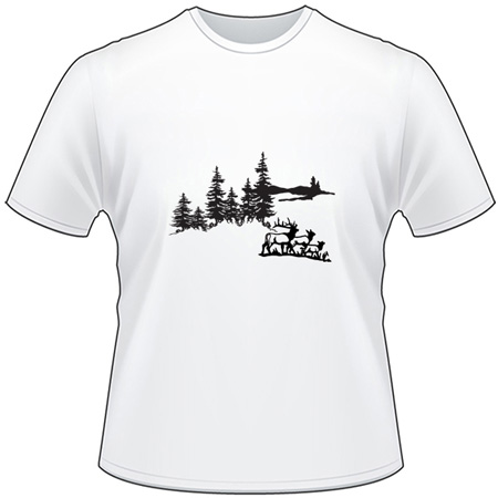 Elk Family in Woods T-Shirt