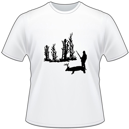 Man and Deer in Woods T-Shirt 