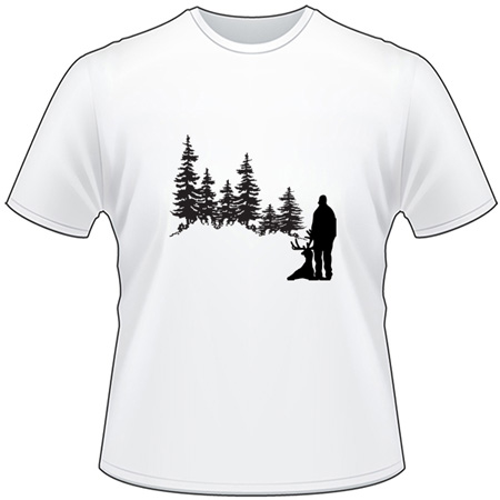 Man and Deer in Woods T-Shirt 2