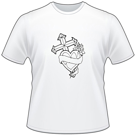 Cross and Heart T-Shirt 1174