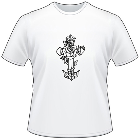 Cross and Flower T-Shirt 1221
