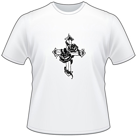 Cross and Flower T-Shirt 1263