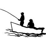 2 Fisherman in Boat Fishing Sticker