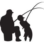 Father and Son Cetching Fish Sticker