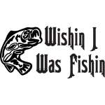 Wishin I Was Fishin Bass Sticker 3