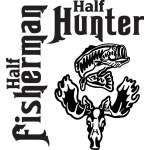 Half Fisherman Half Hunter Bass and Moose Sticker