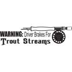 Warning Diver Brakes for Trout Streams Fly Fishing Sticker