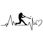 Baseball Heartbeat Sticker